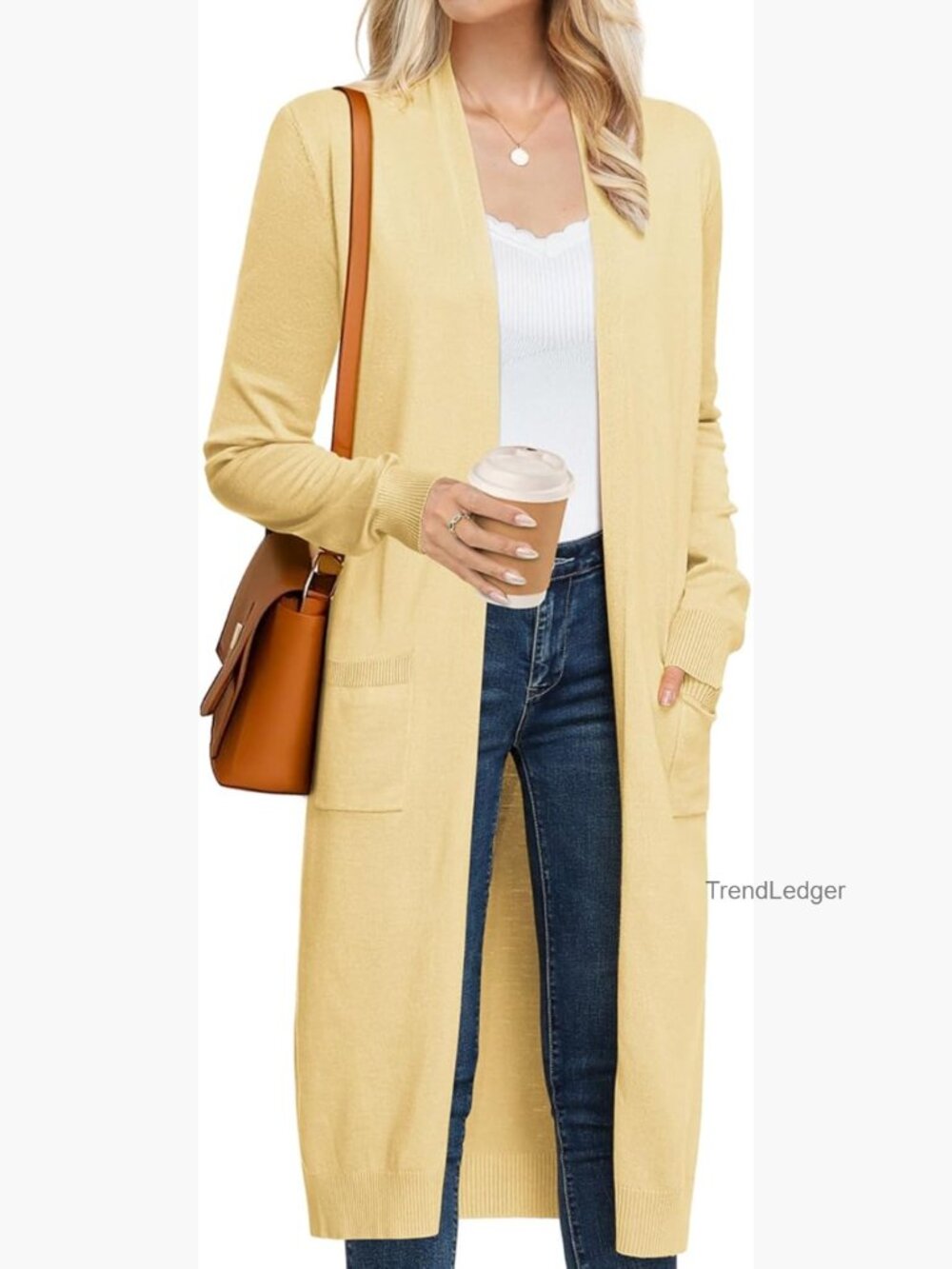 Lightweight Long Cardigan Sweater with Pockets Open Front Duster Coat